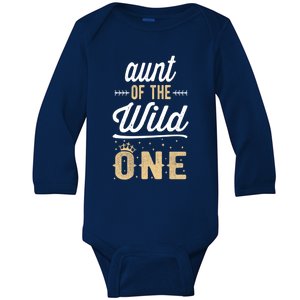 Aunt Of The Wild One 1st Birthday Party Gift Baby Long Sleeve Bodysuit