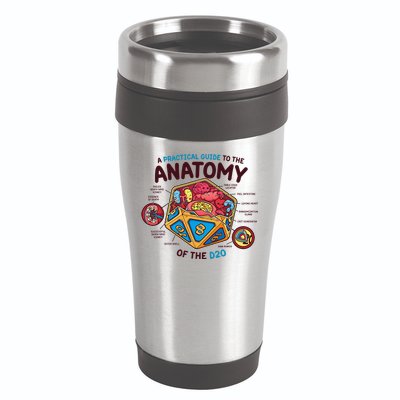 Anatomy Of The D20 Polyhedral 20 Sided Dice Funny RPG 16oz Travel Tumbler