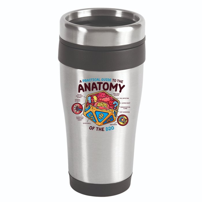 Anatomy Of The D20 Polyhedral 20 Sided Dice Funny RPG 16oz Travel Tumbler