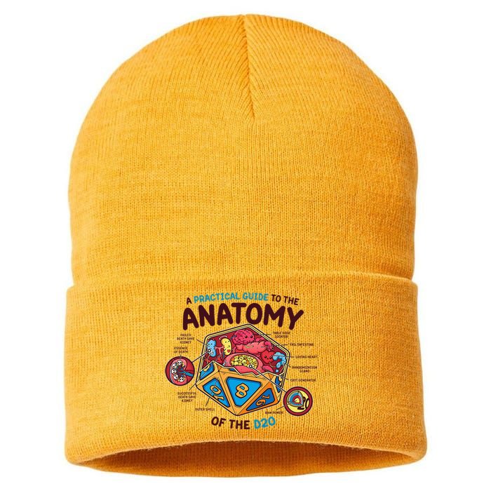 Anatomy Of The D20 Polyhedral 20 Sided Dice Funny RPG Sustainable Knit Beanie