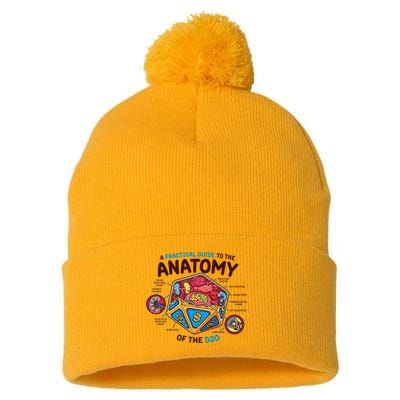 Anatomy Of The D20 Polyhedral 20 Sided Dice Funny RPG Pom Pom 12in Knit Beanie