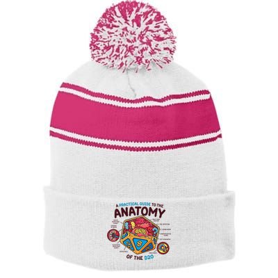 Anatomy Of The D20 Polyhedral 20 Sided Dice Funny RPG Stripe Pom Pom Beanie