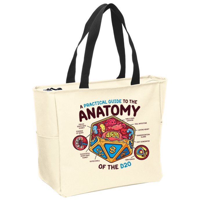 Anatomy Of The D20 Polyhedral 20 Sided Dice Funny RPG Zip Tote Bag