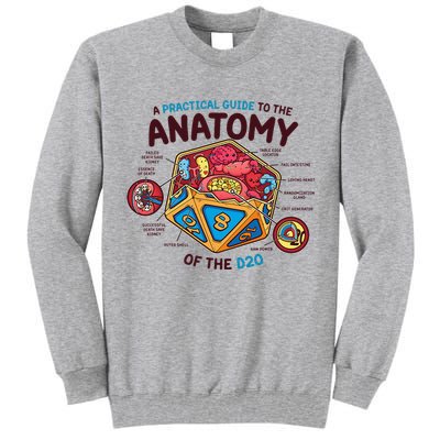 Anatomy Of The D20 Polyhedral 20 Sided Dice Funny RPG Tall Sweatshirt