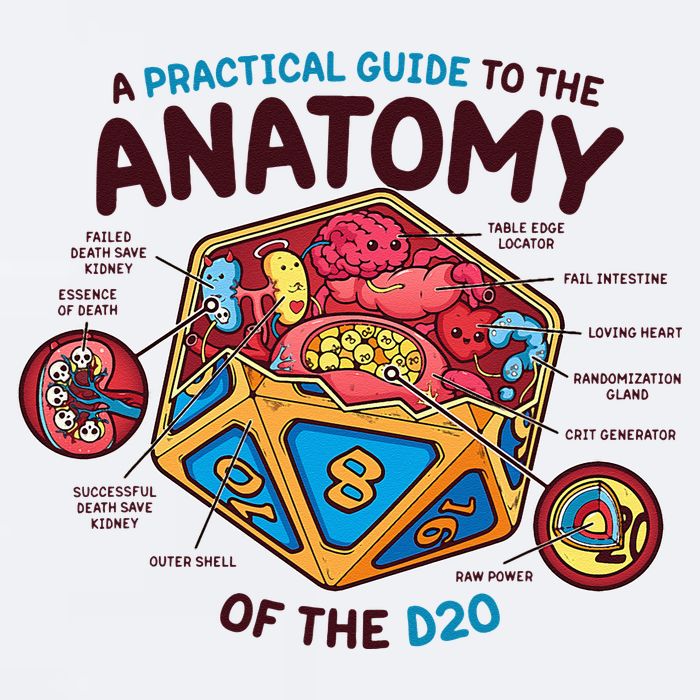 Anatomy Of The D20 Polyhedral 20 Sided Dice Funny RPG Sueded Cloud Jersey T-Shirt