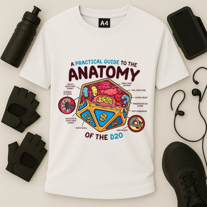 Anatomy Of The D20 Polyhedral 20 Sided Dice Funny RPG Performance Shirt