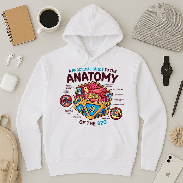 Anatomy Of The D20 Polyhedral 20 Sided Dice Funny RPG Hoodie