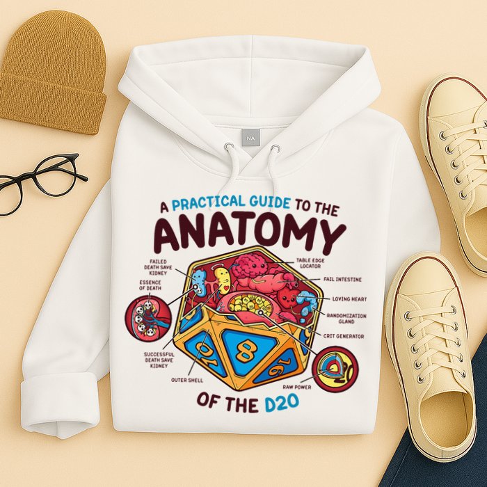 Anatomy Of The D20 Polyhedral 20 Sided Dice Funny RPG Hoodie