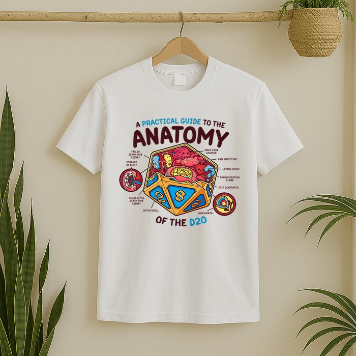 Anatomy Of The D20 Polyhedral 20 Sided Dice Funny RPG T-Shirt