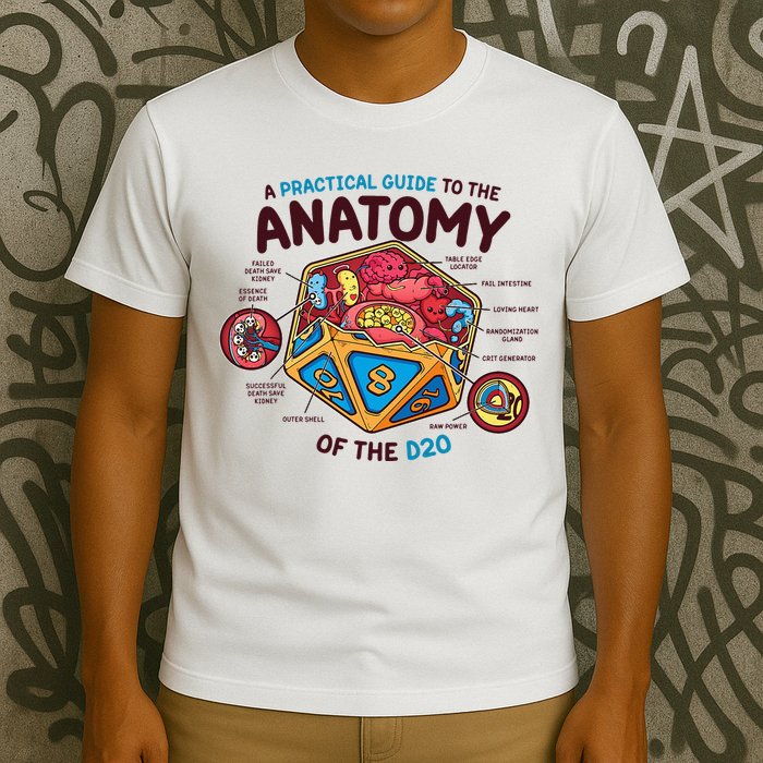 Anatomy Of The D20 Polyhedral 20 Sided Dice Funny RPG T-Shirt