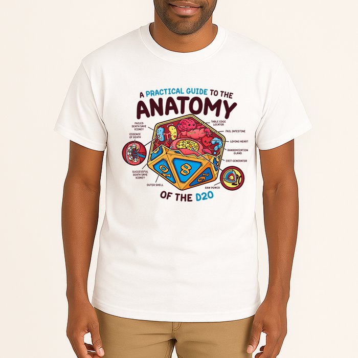 Anatomy Of The D20 Polyhedral 20 Sided Dice Funny RPG Tall T-Shirt