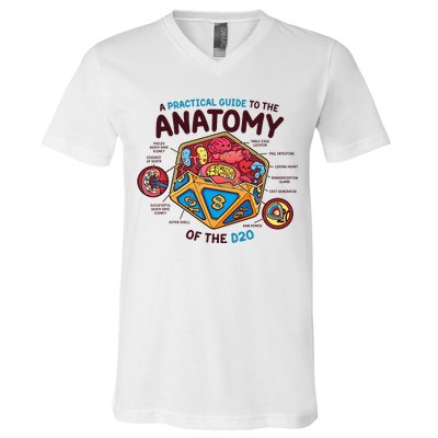 Anatomy Of The D20 Polyhedral 20 Sided Dice Funny RPG V-Neck T-Shirt