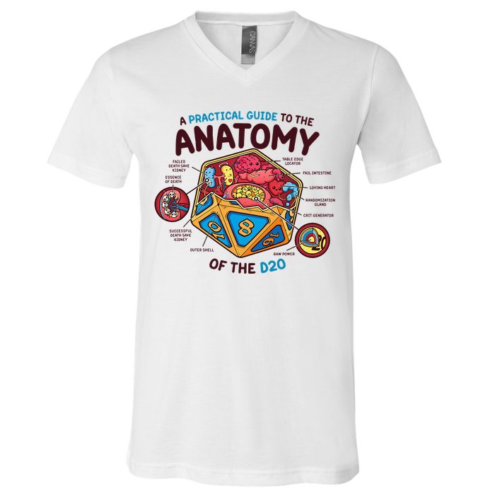 Anatomy Of The D20 Polyhedral 20 Sided Dice Funny RPG V-Neck T-Shirt