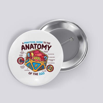Anatomy Of The D20 Polyhedral 20 Sided Dice Funny RPG Button