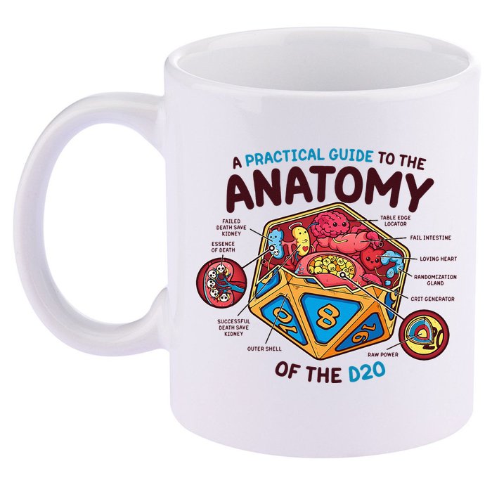 Anatomy Of The D20 Polyhedral 20 Sided Dice Funny RPG 11oz C Handle Ceramic Mug
