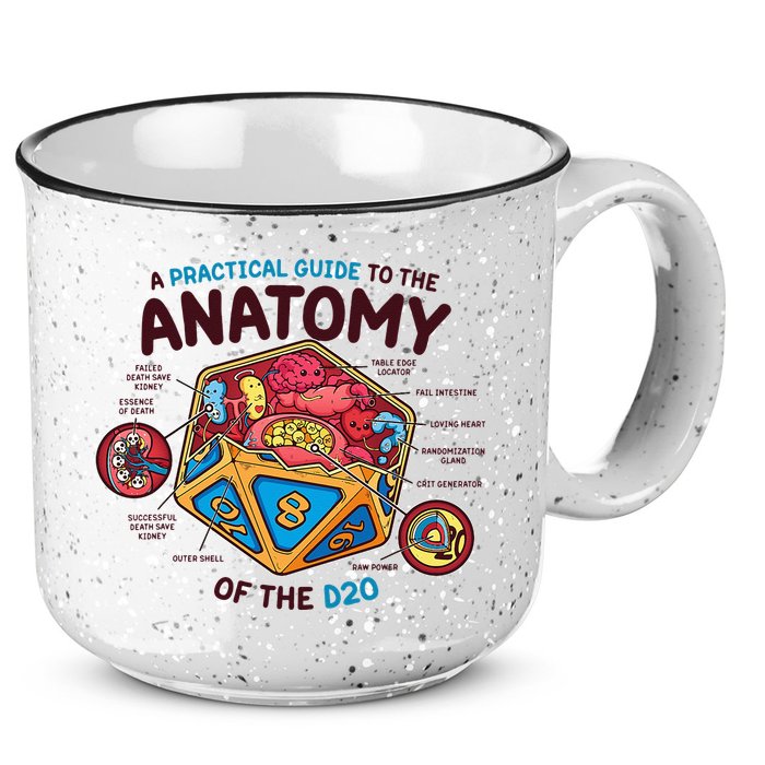 Anatomy Of The D20 Polyhedral 20 Sided Dice Funny RPG 15oz Campfire Ceramic Mug