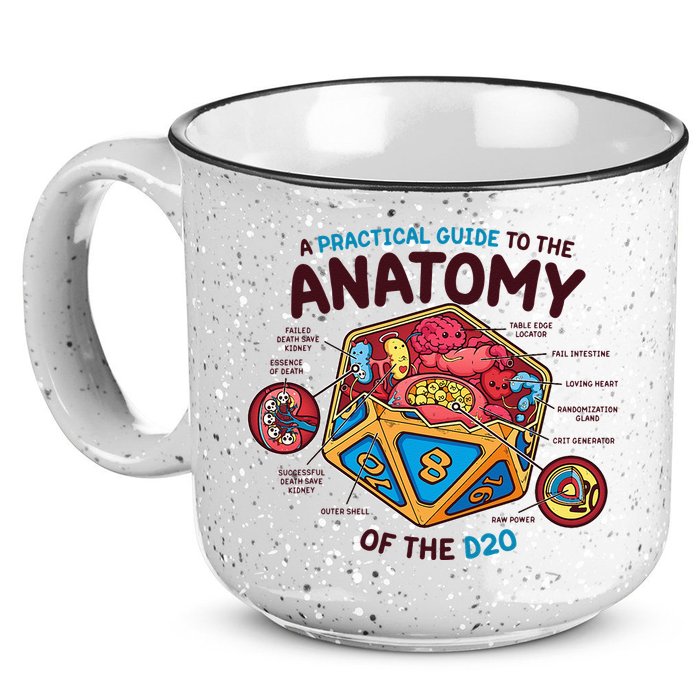 Anatomy Of The D20 Polyhedral 20 Sided Dice Funny RPG 15oz Campfire Ceramic Mug