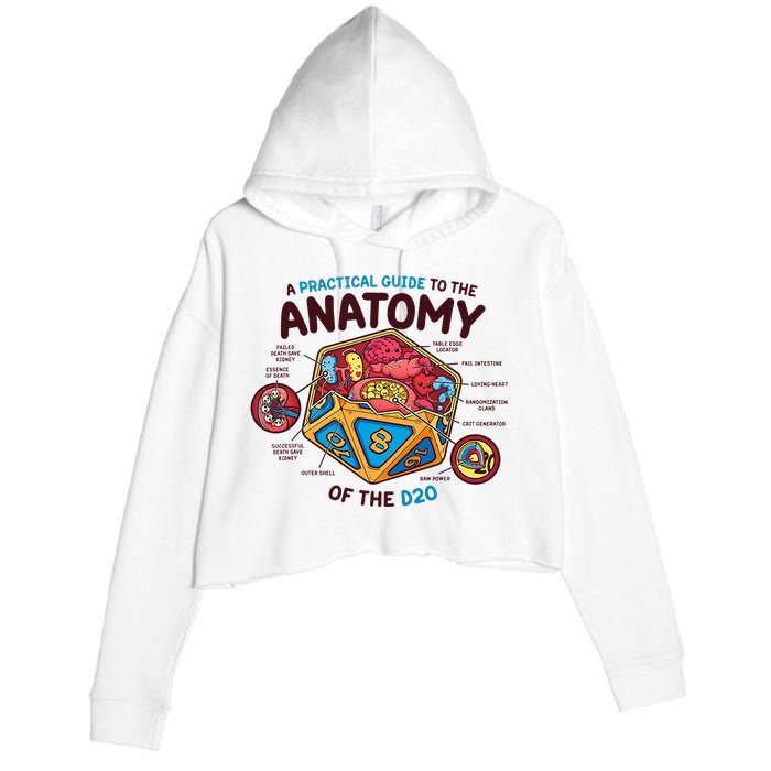 Anatomy Of The D20 Polyhedral 20 Sided Dice Funny RPG Crop Fleece Hoodie