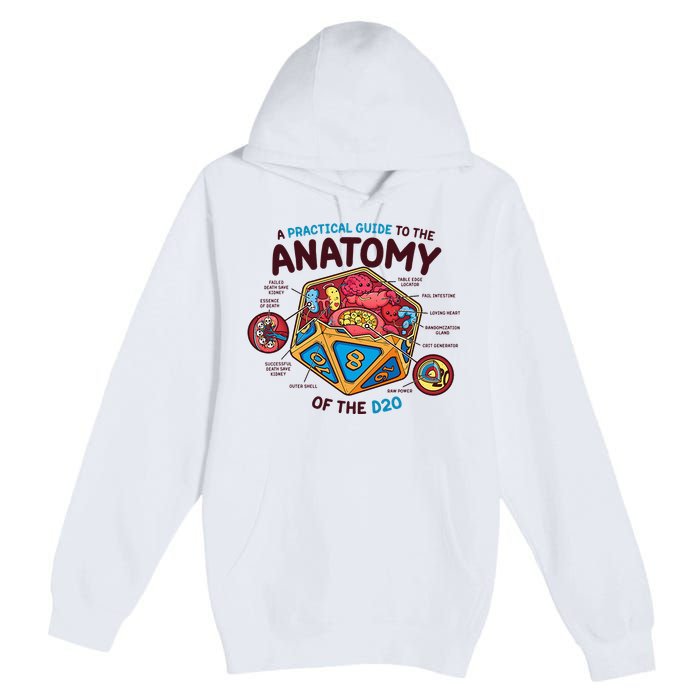 Anatomy Of The D20 Polyhedral 20 Sided Dice Funny RPG Premium Pullover Hoodie