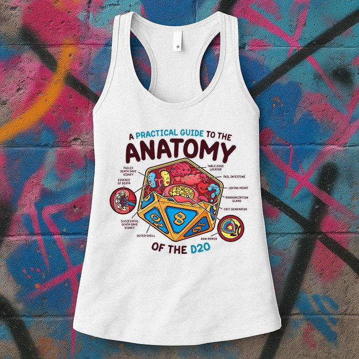 Anatomy Of The D20 Polyhedral 20 Sided Dice Funny RPG Womens Tank Top