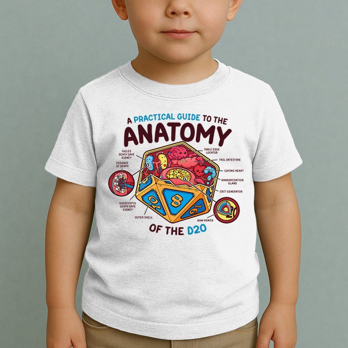 Anatomy Of The D20 Polyhedral 20 Sided Dice Funny RPG Toddler T-Shirt