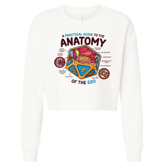 Anatomy Of The D20 Polyhedral 20 Sided Dice Funny RPG Cropped Pullover Crew