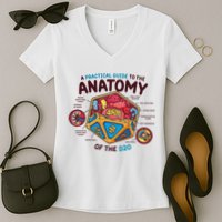Anatomy Of The D20 Polyhedral 20 Sided Dice Funny RPG Women's V-Neck T-Shirt