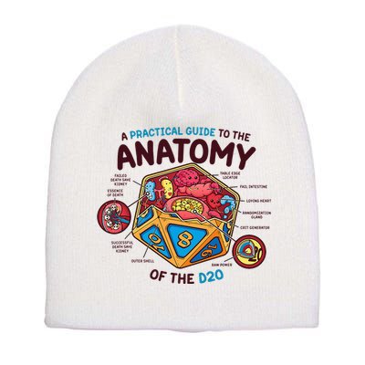 Anatomy Of The D20 Polyhedral 20 Sided Dice Funny RPG Short Acrylic Beanie