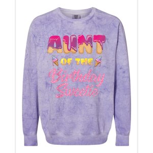 Aunt Of The Birthday Sweetie Ice Cream Birthday Colorblast Crewneck Sweatshirt