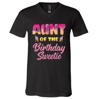 Aunt Of The Birthday Sweetie Ice Cream Birthday V-Neck T-Shirt