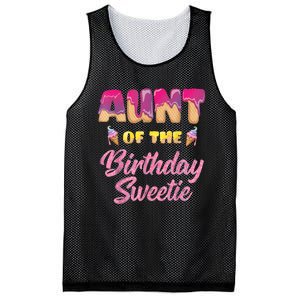 Aunt Of The Birthday Sweetie Ice Cream Birthday Mesh Reversible Basketball Jersey Tank