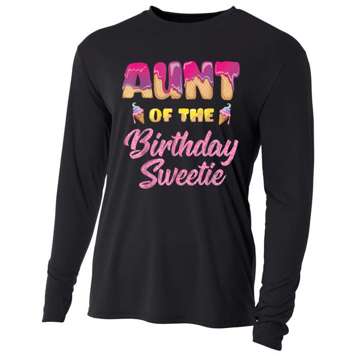 Aunt Of The Birthday Sweetie Ice Cream Birthday Cooling Performance Long Sleeve Crew