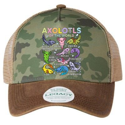 Axolotls Of The World Axolotl Kawaii Animals Salamander Legacy Tie Dye Trucker Hat
