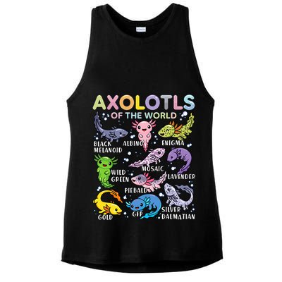 Axolotls Of The World Axolotl Kawaii Animals Salamander Ladies PosiCharge Tri-Blend Wicking Tank
