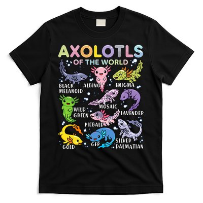 Axolotls Of The World Axolotl Kawaii Animals Salamander T-Shirt