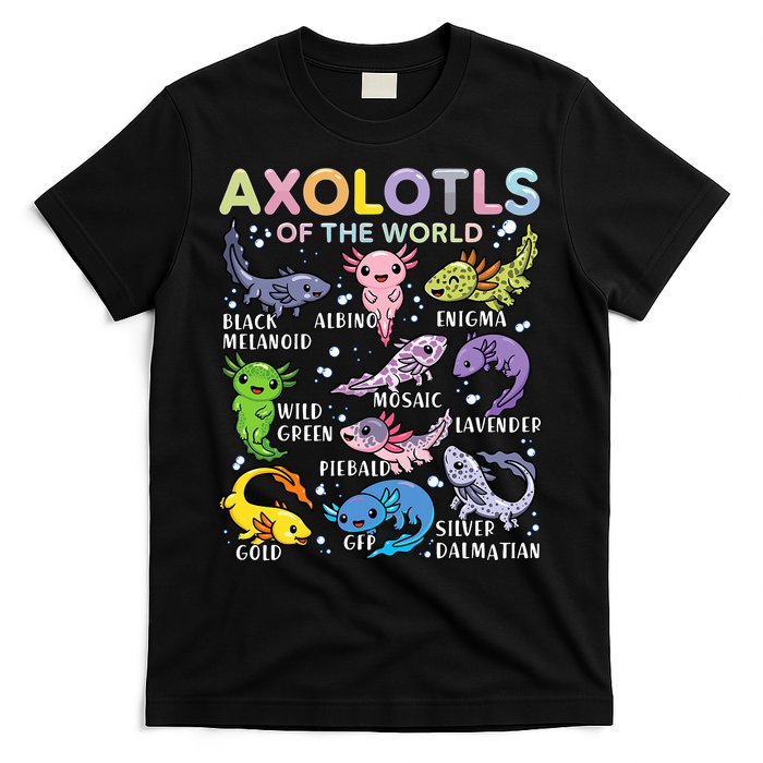 Axolotls Of The World Axolotl Kawaii Animals Salamander T-Shirt
