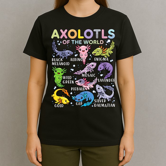 Axolotls Of The World Axolotl Kawaii Animals Salamander T-Shirt