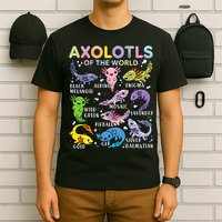 Axolotls Of The World Axolotl Kawaii Animals Salamander T-Shirt