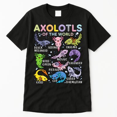 Axolotls Of The World Axolotl Kawaii Animals Salamander Tall T-Shirt
