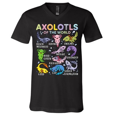Axolotls Of The World Axolotl Kawaii Animals Salamander V-Neck T-Shirt