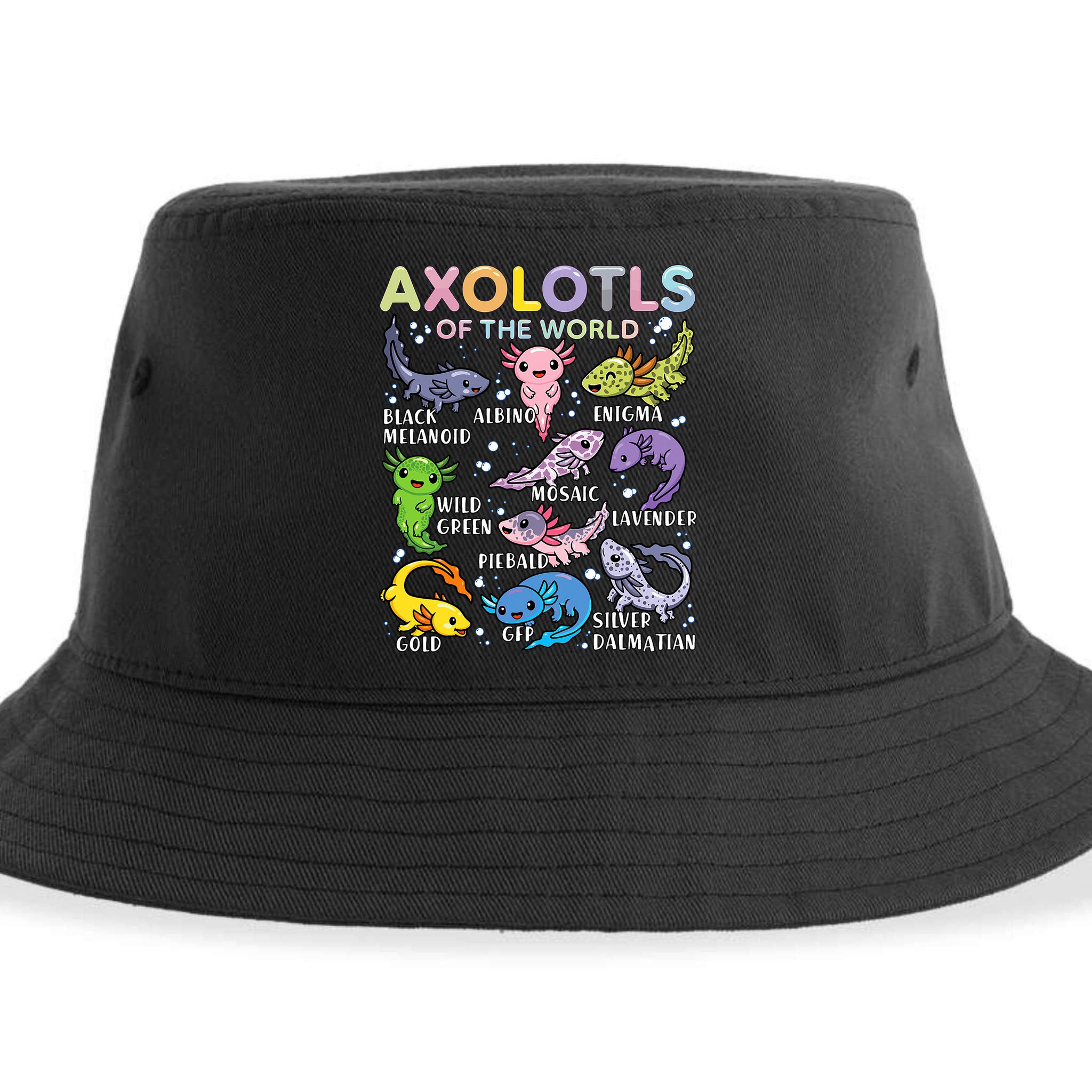 Axolotls Of The World Axolotl Kawaii Animals Salamander Sustainable Bucket Hat
