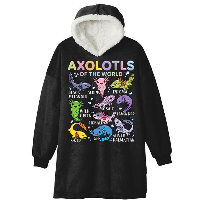 Axolotls Of The World Axolotl Kawaii Animals Salamander Hooded Wearable Blanket