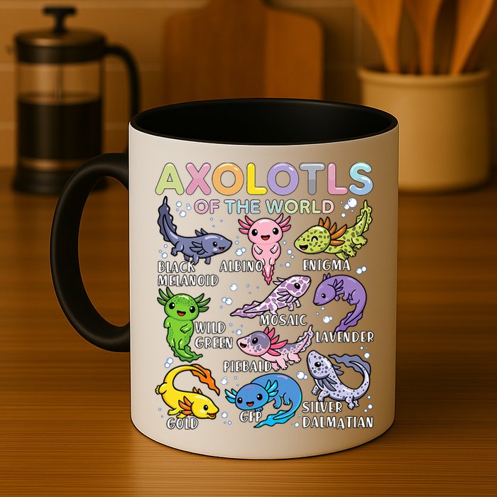 Axolotls Of The World Axolotl Kawaii Animals Salamander Mug