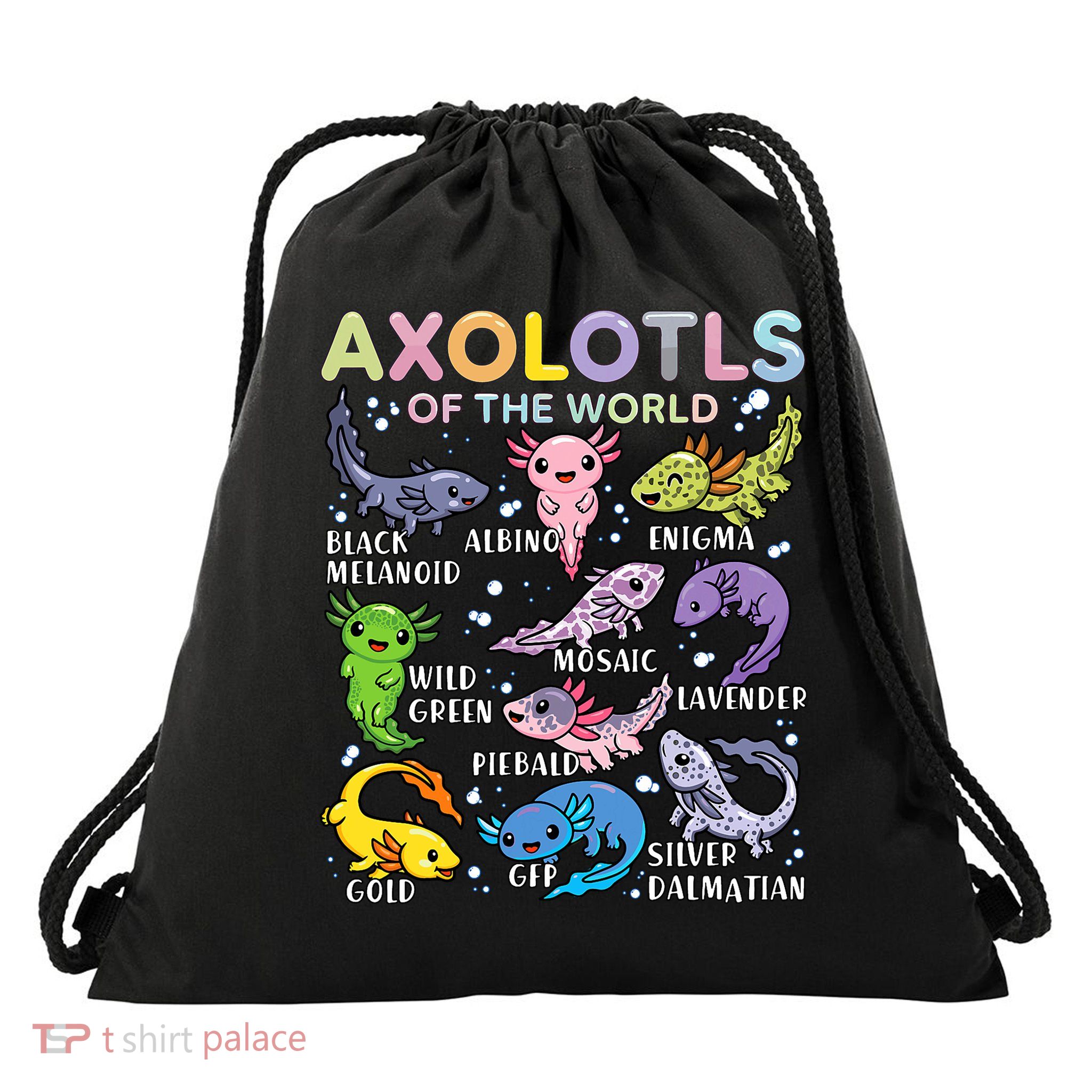 Axolotls Of The World Axolotl Kawaii Animals Salamander Drawstring Bag
