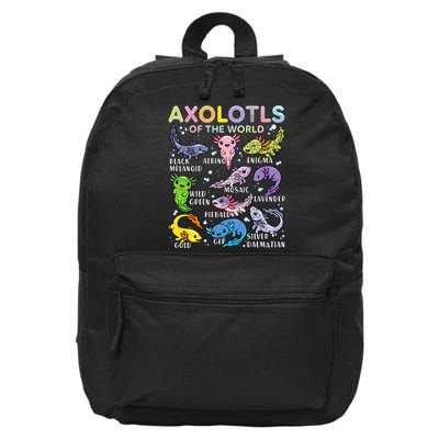 Axolotls Of The World Axolotl Kawaii Animals Salamander 16 in Basic Backpack