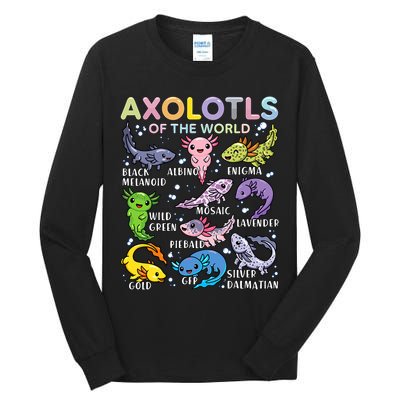 Axolotls Of The World Axolotl Kawaii Animals Salamander Tall Long Sleeve T-Shirt