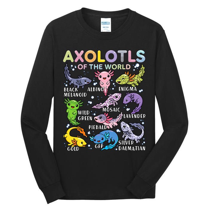 Axolotls Of The World Axolotl Kawaii Animals Salamander Tall Long Sleeve T-Shirt