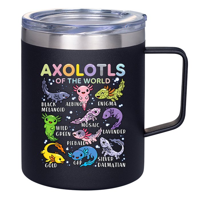 Axolotls Of The World Axolotl Kawaii Animals Salamander 12oz Stainless Steel Coffee Mug