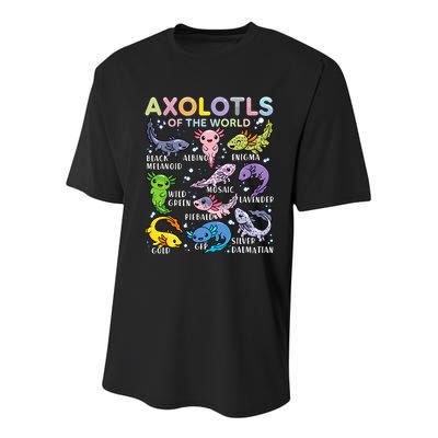 Axolotls Of The World Axolotl Kawaii Animals Salamander Youth Performance Sprint T-Shirt