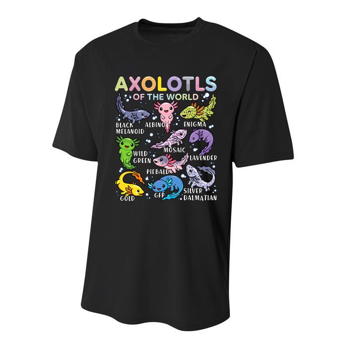 Axolotls Of The World Axolotl Kawaii Animals Salamander Youth Performance Sprint T-Shirt